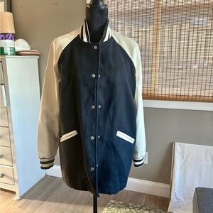 Steve Madden Black and Cream Varsity Jacket